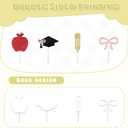 36Pcs Teacher Graduation Cupcake Toppers, Glitter Graduation Cap Apple Bow Pencil Cupcake Picks from Student to Teacher Cake Decorations for Class of 2026 Congrats Grad Party Supplies