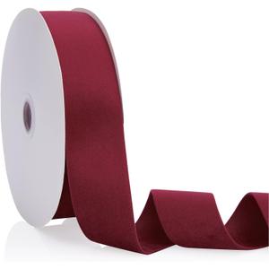 Burgundy Velvet Ribbon Double Faced 1.5 inch Continuous 20 Yards Use for Christmas Tree Ornaments, Gift Wrapping, Wreath Decoration, Wedding Boutonnieres, Handmade Crafts Bow Making