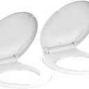 2-Pack 17" Round Slow Close Toilet Seats, White Polypropylene (PP) Covers with Never Loosen Feature, Soft Close Quiet Design with Magnetic Absorption, Easy Installation for Bottom Fixing Toilets