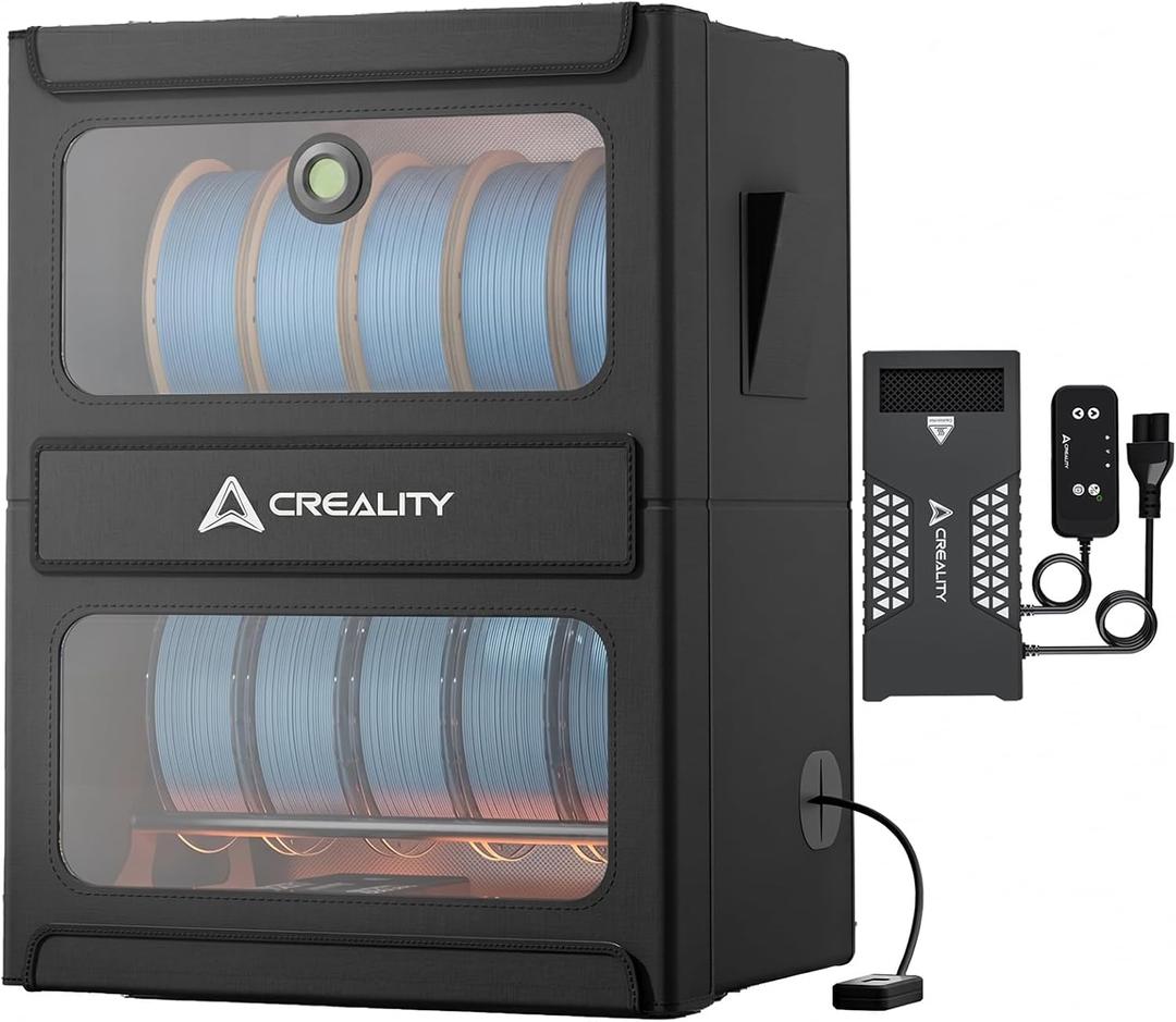 Creality 3D Printer Filament Storage, Multi-Roll Filament Dryer Storage with Heating 2-in-1, 10-roll Large Capacity Max Temeperature 70℃ Fireproof Moisture-Proof, Detachable Heating Module
