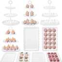 Kootek Dessert Cupcake Stand, 10pcs Dessert Table Display Set, 3 Tiered Cup Cake Holder Tower Stand& Cookie Serving Trays for Wedding, Tea Party, Birthday, Baby Shower (Bright White)