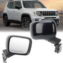 Right Passenger Side Mirror Compatible with Jeep Renegade 2015-2025 Temperature Sensor Heated Manual Folding Power Glass Paintable Black (5+2 Pins)