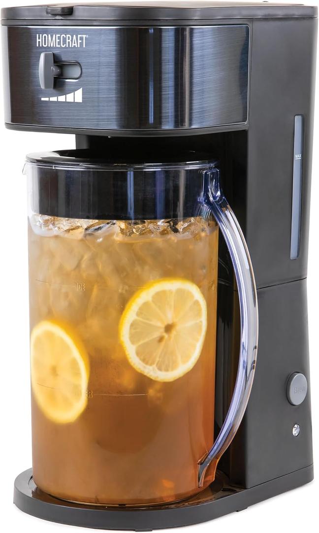 Homecraft 3-Quart Iced Coffee and Tea Maker with Filter Basket, Flavor Enhancer, Adjustable Brew Strength, Black