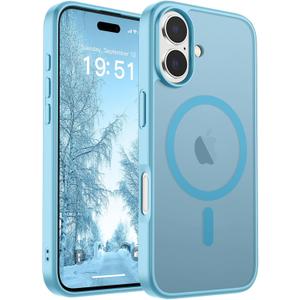 SUPFINE Magnetic for iPhone 17 Case (Compatible with MagSafe)(Military Grade Drop Protection) Translucent Matte Shockproof with Anti-Fingerprint Phone Cover 2025,Light Blue