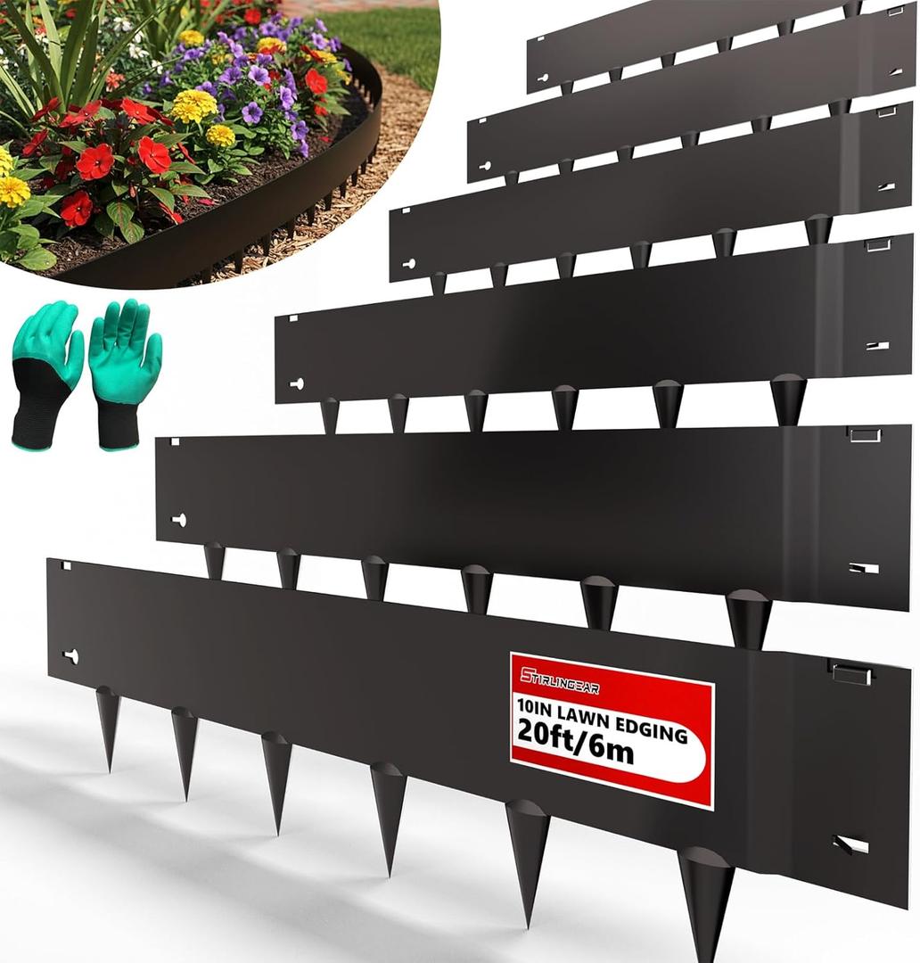 40"x10" Metal Landscape Edging, 6-Pack (20ft Total) Rustproof Galvanized Steel Garden Border, Lawn & Flower Bed Edging, Decorative Hammer-in Outdoor Landscaping Border for Yard, Pathways & Driveways