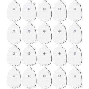 20-Pack TENS Unit Replacement Pads, Long-Lasting Snap Electrodes for 50 Times of Use per Pad, Latex-Free TENS Pads Set Compatible with TENS EMS Devices Using 3.5mm Button Lead Wires (White)