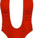 Nyteez Women's Swimsuit Skimpy One Piece Monokini Bathing Suit Suspender Bikini One Size Red