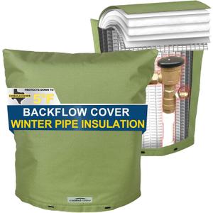 Backflow Preventer Cover Insulated (5F) - 24" W x 30" H Backflow Cover for Winter Pipe Freeze Protection - Sprinkler Covers for Outside - Double Wall Insulation Cover Green