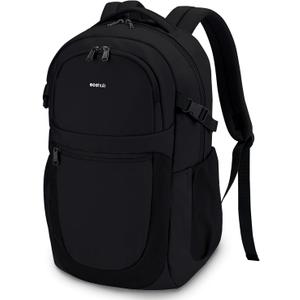 ECOHUB Travel Backpack for Men Women, 17.3 inch Suspended Laptop Backpack, Fashion Water-Resistant College Computer Bookbag, 28L Personal Item Bag with 12 Pockets for Causal, Work, Black