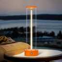 Mini Minimalist Tabe Lamp with Breathing Effect, Cordless LED Desk Lamp Rechargeable Modern Night Lights Portable for Gaming, Home Office, Bedroom, Living Room, Kitchen, Bar, Restaurant (orange)