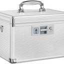 Medicine Lock Box with Key, Alluminum Alloy Box for Medication,First Aid Box with a Removeable Tray to Store Medicines & Pills for Home, Silver 12 * 7.68 * 7.87 Inch
