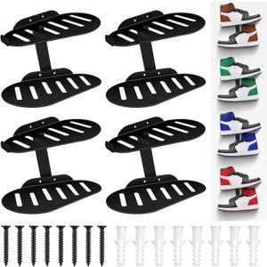 Blulu 4 Sets Floating Shoe Display Shelves for Wall Large Metal Hanging Shoe Organizers Wall Shelf Sneaker Holders Rack for Collectors Exhibition Display Store Show Bedroom Gaming Room Sneaker