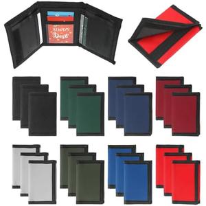 Aliceset 8 Pcs Kids Wallets Bulk Trifold Nylon Wallets for Men with Sticker Kids Canvas Purse for Boys Girls Children Bulk Gifts for Sports Birthday Gift(Classic Colors)