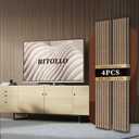 RITOLLO 4-Piece Wood Slat Panels for Wall 94.5"11" Acoustic Panels for Interior Wall Decor 3D Fluted Sound Absorbing Panel - Natural Walnut