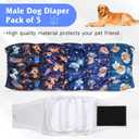 5 Pack Dog Diapers Male, High Absorbing Dog Wraps, Belly Bands for Male Dogs with Incontinence or Frequent Urination, Washable Doggie Diapers M