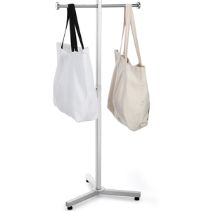 Blulu Heavy Duty Adjustable Shopping Bag Rack Metal Rack for Retail Store Chrome Handbag Display Stand for Trade Show Boutique Small Business, 45 Inch (1 Pcs,Silver)