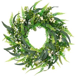 Artificial Eucalyptus Wreath for Front Door，20in Front Door Wreath All Season with Eucalyptus Leaves，Large White Berries for Outside Wall Window Farmhouse Indoor Outdoor Party Holiday