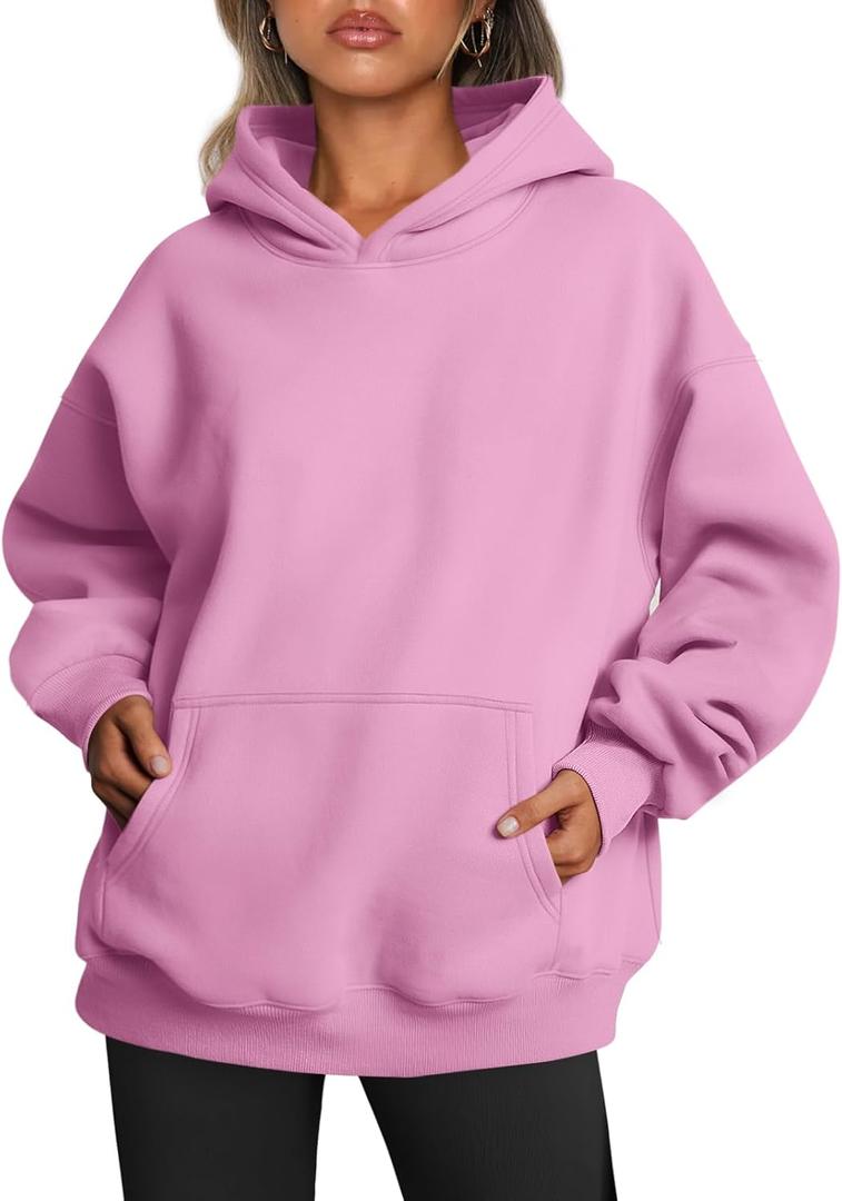 Trendy Queen Womens Oversized Hoodies Fleece Sweatshirts Fall Fashion Pullover Sweaters Winter Clothes (Pink, XL)