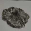 ICRAB 9" Natural Fluffy Human Hair Topper Short Curly Topper Pieces Clip in Human Hair Wig Grey Wavy Hair Wiglets for Women with Thinning Hair (9" No Part)