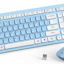 Wireless Keyboard and Mouse Combo, Full-Sized Wireless Keyboard and Adjustable DPI Mouse, 2.4GHz USB Receiver, Keyboard and Mouse for PC, Windows, Desktop, Laptop (Sky Blue-A)