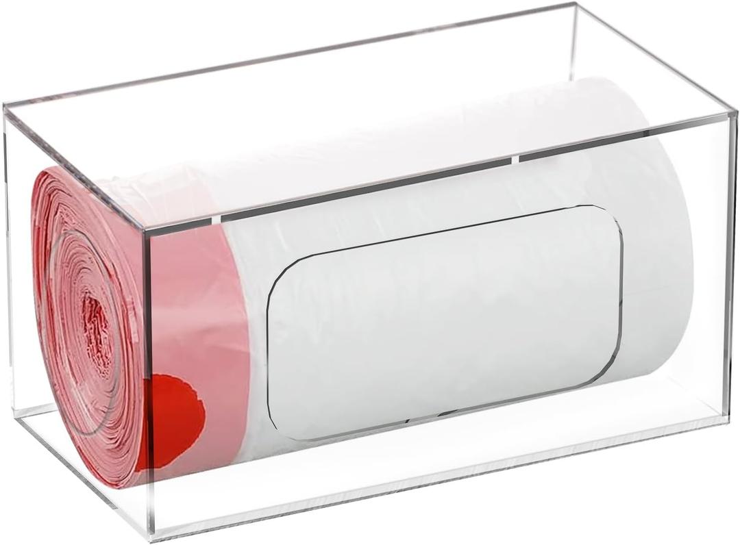 Extra Large Bag Dispenser for Kitchen Cabinet, Wall Mount Bag Dispenser Roll Holder, Acrylic Garbage Bag Holder Under Sink (10 x 6.3 x 6.3 inches)