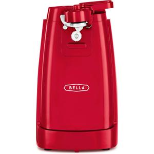 bella Electric Can Opener and Knife Sharpener, Removable Cutting Lever, Cord Storage, Stainless Steel Blade, Red