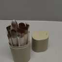 BS-MALL Professional Makeup Brush Set 18 Pcs Premium Synthetic Foundation Powder Concealers Eye Shadows Blush Makeup Brushes with Travel Case (Matte white beige)