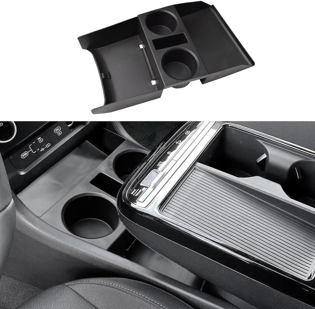 Lower Center Console Organizer Compatible with 2025 Hyundai Tucson Limited and Tucson Hybrid/Plug-in Hybrid Accessories Cup Holder Compartment Insert Tray (with Steering Wheel Shifter), Black