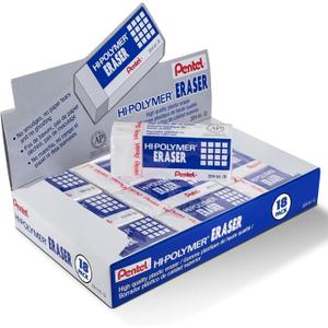 Pentel Hi-Polymer Erasers - Small White Block Erasers for Pencils - Pack of 18