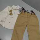 DISAUR Baby Boy Clothes Suits Toddler Dress Shirt With Bowtie Suspender Pants Outfit Sets Gentleman Wedding 1-6 Years (Beige)