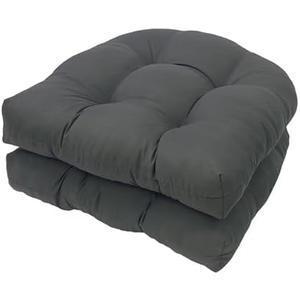 Eoieov Indoor/Outdoor Wricker Chair Cushion Waterproof Set of 2 U Shape Thick Tufted Rocking Chair Cushion Outdoor Patio Cushions 18.5" x 18.5",Dark Grey 2 Pcs