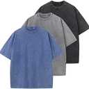 Men's Cotton T-Shirts Oversized Unisex Short Sleeves Casual Loose Wash Solid Basic Tee Tops XL