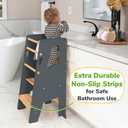 OCODILE Toddler Standing Tower - Adjustable Height Toddler Kitchen Stool Helper - Ideal Kids Kitchen Step Stool for Learning New Skills - Updated Design with Safety Feet - Gray