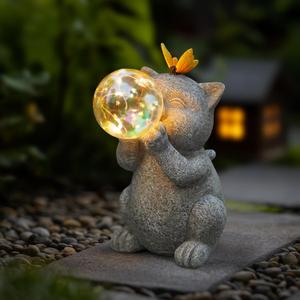 MININOVA Solar Garden Cat Statue, Cat Lover Gifts, Outdoor Bubble Cat Figurines Decor for Outside Yard Patio Lawn, for Housewarming and Birthdays for Mom Women