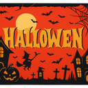 Avezano Halloween Backdrop 8x6ft Orange Night Moon Background Bat Castle Devil Pumpkin Happy Halloween Backdrops Witch Graveyard Photography Background
