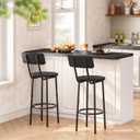 HOOBRO Bar Stools,Set of 2 Round Bar Stools with Back,25.2" Bar Chairs for Kitchen Island, Dining Room,Counter Height Barstools, Easy to Assemble, Black BK32BY01G2