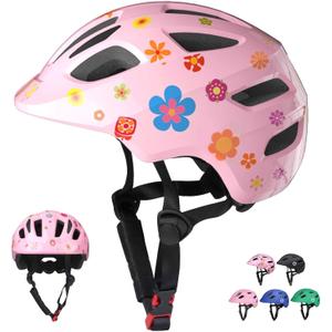 XJD Toddler Helmet Kids Bike Helmet for Infant/Baby Multi-Sport Adjustable Skateboard for Kids Boys Girls Lightweight for Age 1 and Older (Small: 20.47"- 22.05" / 52-56 cm, Pink Flowers)