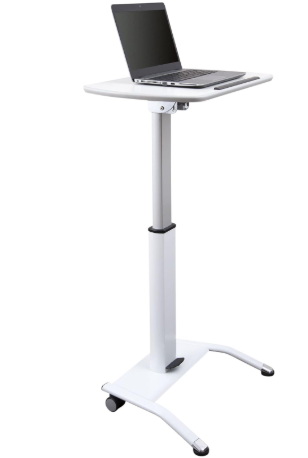 stand up desk pneumatic adjustable height tilting laptop lectern speaker podium (white,25'5eifr)