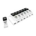 EZY DOSE Weekly (7-Day) Daily AM/PM Pill Case, Medicine Planner, Vitamin Organizer, Supplement Container, Large Pop-Out Compartments, Designed for Travel 2 Times a Day, Black and White Lids