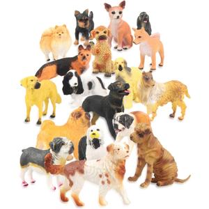 Liberty Imports 18PCS Large Dog Figurines Playset, 4" Realistic Puppy Toy Animals, Big Plastic Dog Breed Figures, Party Favors, Cake Toppers, Kids Animal Play Set