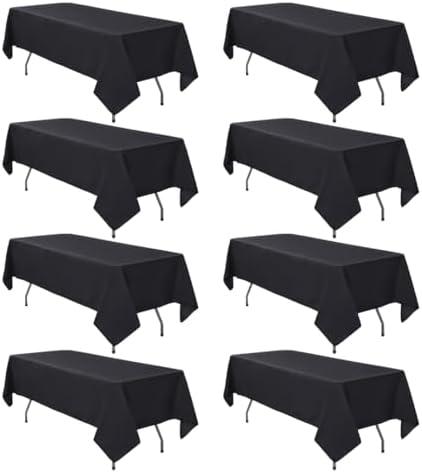 7Pack Black Tablecloth 60 x 102 Inch Polyester Table Cloth for 6 Foot Rectangle Tables, Wrinkle Resistant Washable Decorative Fabric Table Covers for Wedding Party Banquet Buffet and Camping  Black