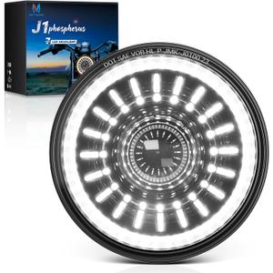 MICTUNING J1 Anti-glare 1000% Brighter 7 Inch Parking Light with Start-up Gradient Welcome Halo, DOT Approved Motorcycle light Compatible with Kawasaki Suzuki Yamaha Honda, 1 pcs