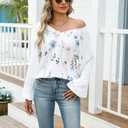 Beyove Boho Tops for Women Long Sleeve V Neck Fall Shirts Bohemian Fashion Hippie Western Dressy Casual Blouses (L)