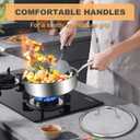 EWFEN Tri-Ply Stainless Steel Frying Pan 3QT, 10 Inch Deep Frying Pan with lids, Skillet, Induction Cooking Pan, Dishwasher and Oven Safe, Fast & Even Heat, Heavy Duty and Detachable Handle