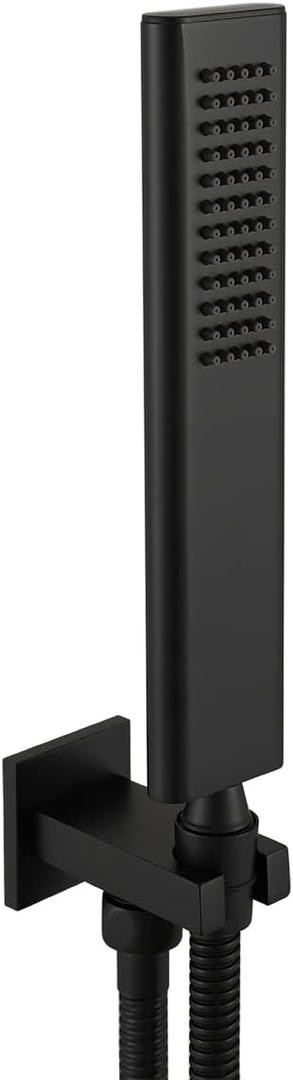 Shile Brass Handheld Shower Head Set Black High Pressure Single Function Hand Shower Head with Fixed Elbow Shower Wand Holder Wall Connector and 60 Inch Shower Hose