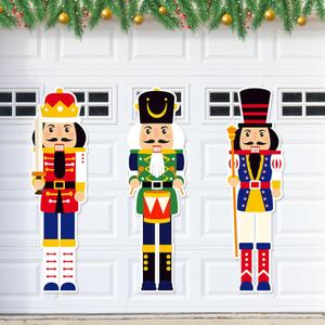 Thyle 3 Set Large Christmas Nutcracker Garage Door Magnets Giant Christmas Garage Buddy Decoration Nutcracker Magnets for Door Refrigerator Porch Decor, 13 x 47Inch