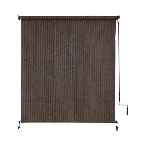Outdoor Roller Shades，Cordless Patio Roller Up Blinds with Shade Cloth for Porch Gazebo Pergola Balcony Backyard，2 Poles & 1 Fabric，Mocha，72" Wx96 H