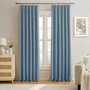 KEQIAOSUOCAI Dusty Blue Pinch Pleated Curtains 144 Inches Long Room Darkening Draperies Luxury Decor for Living Room Nursery (Stone Slate Blue 40x144 Inch 2 Panels)