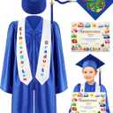 5 Pcs Kindergarten Graduation Cap and Gown Stoles Certificate Kids Graduation Custom with 2026 Tassel Set for Preschool Kids (Blue)