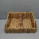 Ollieroo Natural Water Hyacinth Storage Baskets, Handwoven Wicker Storage Bins with Built-in Handles, Storage Container Baskets for Shelves, Bedroom, Bathroom, Laundry Room or Kitchen(Set of 3) (Yellow)